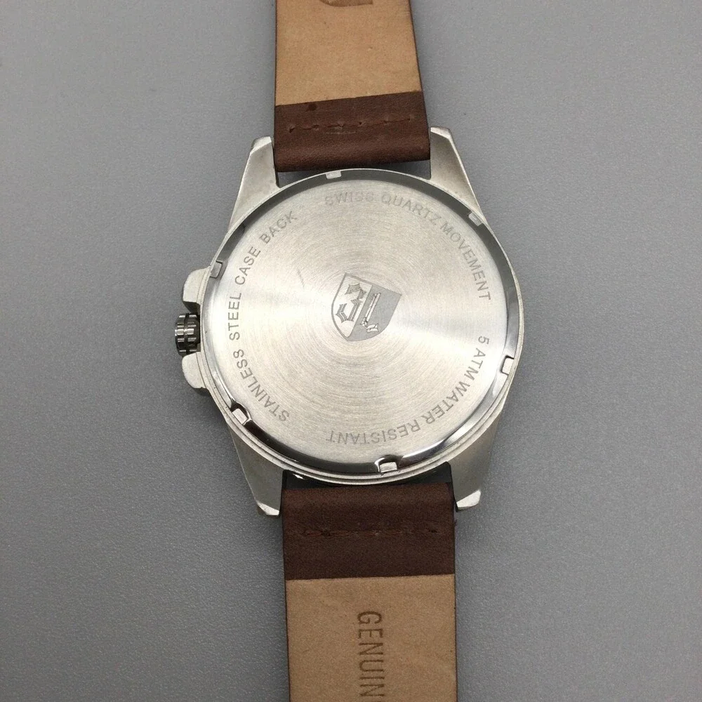 3 Leagues Artillery Mens Watch 46mm Green Dial Coke Bezel Leather Swiss
